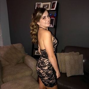 Black lace halter dress